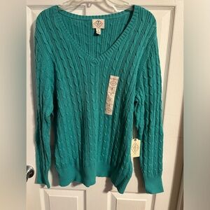 Ladies plus size long sleeve v-neck sweater.